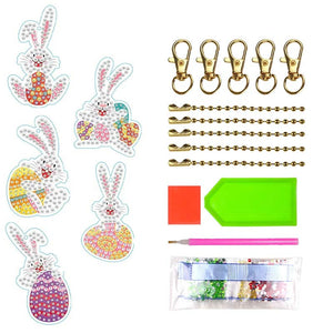 Pendentif Diamond Painting 5D Lapin de Pâques Ensemble de 3