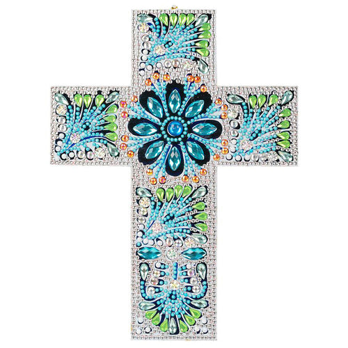 Pendentif Décoratif Diamond Painting Croix Bleue