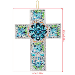 Pendentif Décoratif Diamond Painting Croix Bleue