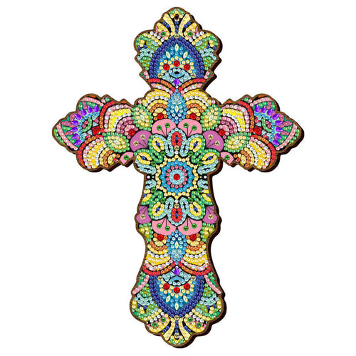 Pendentif Décoratif Diamond Painting Croix Fleurs