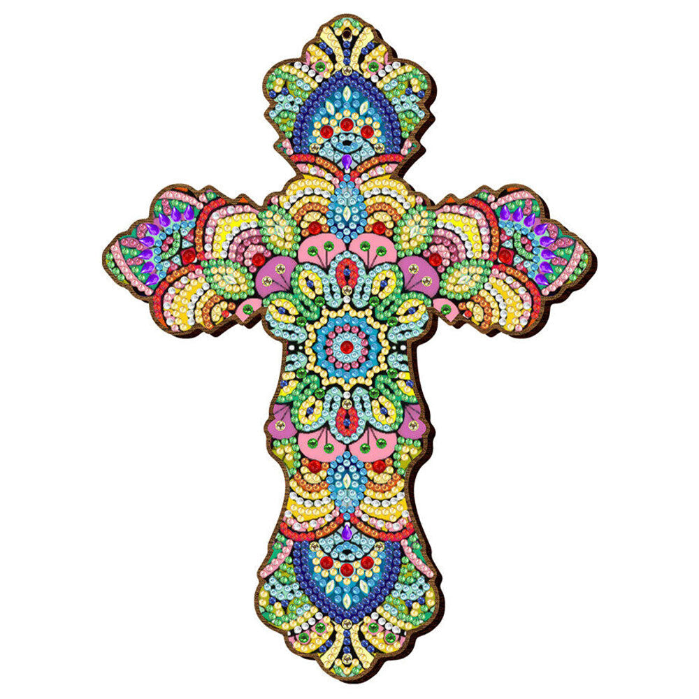 Pendentif Décoratif Diamond Painting Croix Fleurs