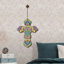Charger l&#39;image dans la galerie, Pendentif Décoratif Diamond Painting Croix Fleurs