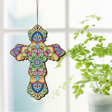 Charger l&#39;image dans la galerie, Pendentif Décoratif Diamond Painting Croix Fleurs