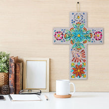 Charger l&#39;image dans la galerie, Pendentif Décoratif Diamond Painting Croix avec Fleurs