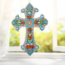 Charger l&#39;image dans la galerie, Pendentif Décoratif Diamond Painting Croix avec Cœur