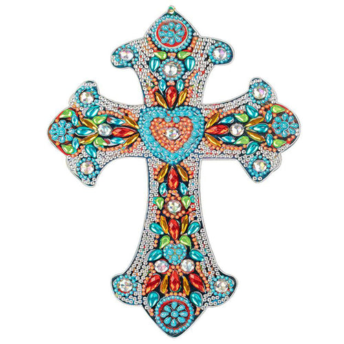Pendentif Décoratif Diamond Painting Croix avec Cœur
