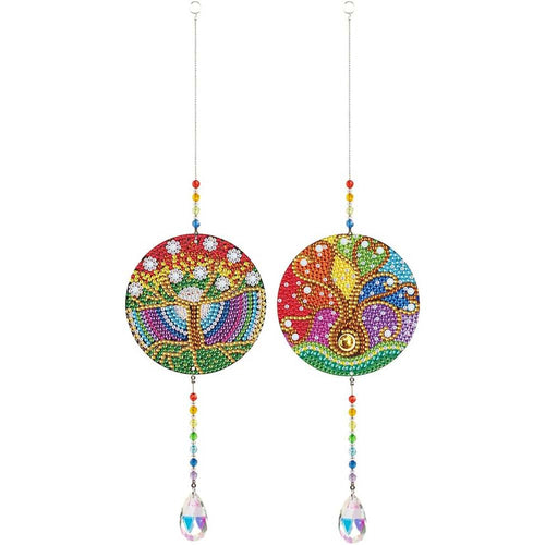 Carillon en Cristal Diamond Painting 5D Arbre de Vie 2 Pièces