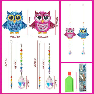 Carillon en Cristal Diamond Painting 5D Hiboux 2 Pièces