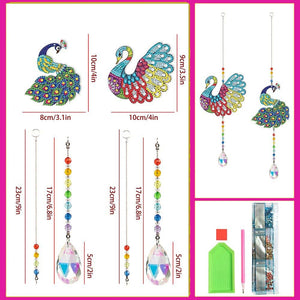 Carillon en Cristal Diamond Painting 5D Paon 2 Pièces
