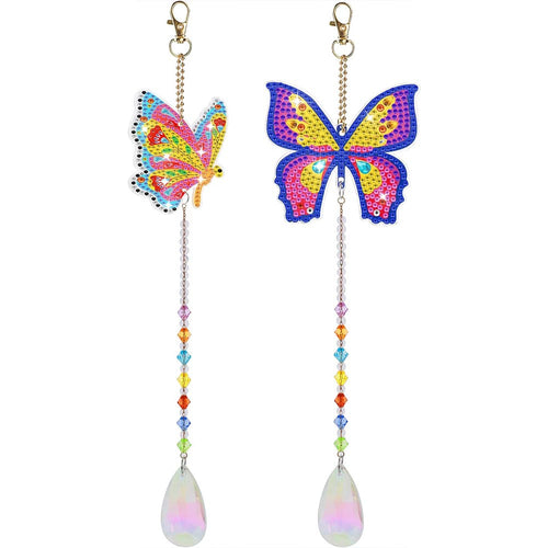Carillon en Cristal Diamond Painting 5D avec Papillons 2 Pièces
