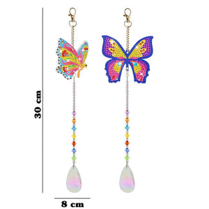 Carillon en Cristal Diamond Painting 5D avec Papillons 2 Pièces