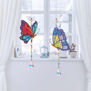 Carillon en Cristal Diamond Art Papillons 2 Pièces