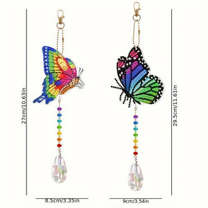Carillon en Cristal Diamond Painting 5D Papillons Ensemble de 2 Pièces
