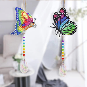 Carillon en Cristal Diamond Painting 5D Papillons Ensemble de 2 Pièces