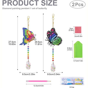 Carillon en Cristal Diamond Painting 5D Papillons Ensemble de 2 Pièces
