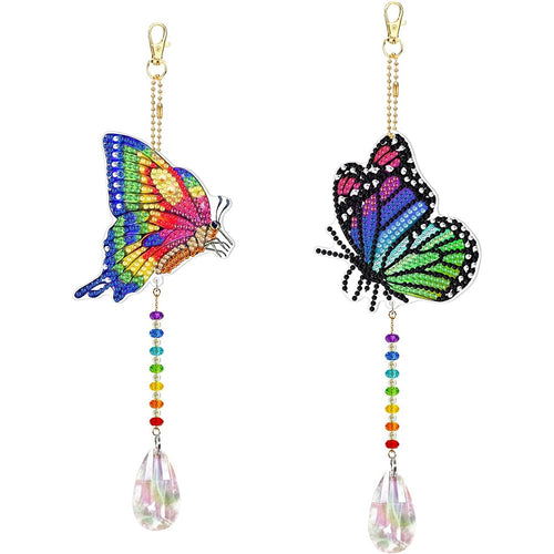 Carillon en Cristal Diamond Painting 5D Papillons Ensemble de 2 Pièces