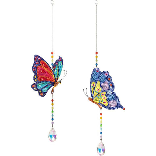 Carillon en Cristal Diamond Art Papillons 2 Pièces