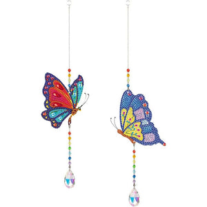 Carillon en Cristal Diamond Art Papillons 2 Pièces