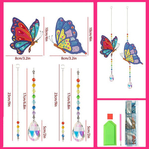 Carillon en Cristal Diamond Art Papillons 2 Pièces
