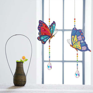 Carillon en Cristal Diamond Art Papillons 2 Pièces