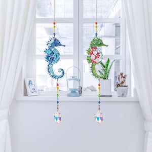 Carillon en Cristal Diamond Painting 5D Hippocampe 2 Pièces