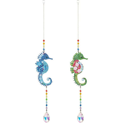 Carillon en Cristal Diamond Painting 5D Hippocampe 2 Pièces