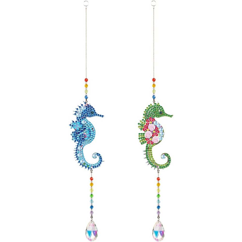 Carillon en Cristal Diamond Painting 5D Hippocampe 2 Pièces