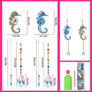 Carillon en Cristal Diamond Painting 5D Hippocampe 2 Pièces