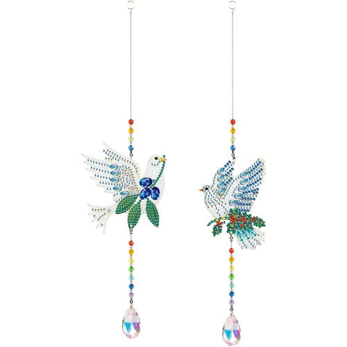 Carillon en Cristal Diamond Painting 5D Columbes 2 Pièces