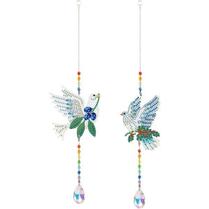 Carillon en Cristal Diamond Painting 5D Columbes 2 Pièces