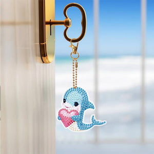 Porte-Clés Diamond Painting 5D avec Dauphins 5 Pièces