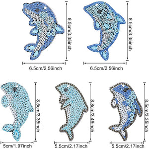 Porte-Clés Diamond Painting 5D Dauphins 5 Pièces