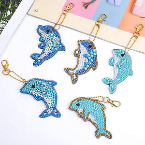 Porte-Clés Diamond Painting 5D Dauphins 5 Pièces