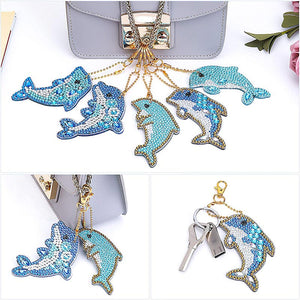 Porte-Clés Diamond Painting 5D Dauphins 5 Pièces
