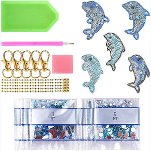 Porte-Clés Diamond Painting 5D Dauphins 5 Pièces