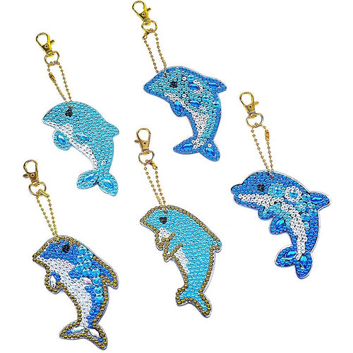 Porte-Clés Diamond Painting 5D Dauphins 5 Pièces