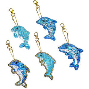 Porte-Clés Diamond Painting 5D Dauphins 5 Pièces
