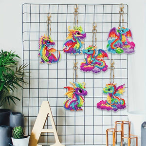 Porte-Clés Diamond Painting 5D Dragon 6 Pièces