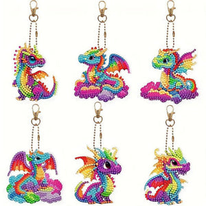 Porte-Clés Diamond Painting 5D Dragon 6 Pièces