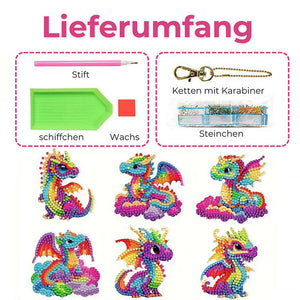 Porte-Clés Diamond Painting 5D Dragon 6 Pièces