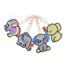 Charger l&#39;image dans la galerie, Porte-Clés Diamond Painting 5D Éléphants 4 Pièces