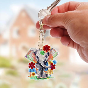 Porte-Clés Diamond Painting 5D avec Éléphants 5 Pièces
