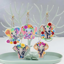 Charger l&#39;image dans la galerie, Porte-Clés Diamond Painting 5D avec Éléphants 5 Pièces
