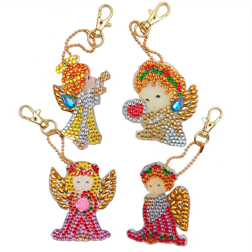 Porte-Clés Diamond Painting 5D Ange 4 Pièces