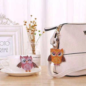 Porte-Clés Diamond Painting 5D - Hiboux 5 Pièces