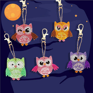 Porte-Clés Diamond Painting 5D - Hiboux 5 Pièces