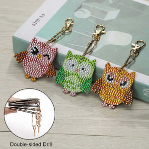 Porte-Clés Diamond Painting 5D - Hiboux 5 Pièces