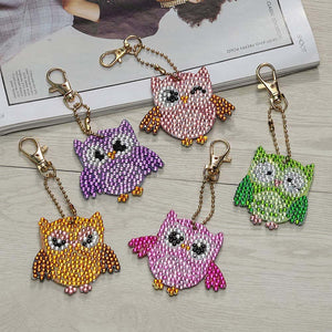 Porte-Clés Diamond Painting 5D - Hiboux 5 Pièces