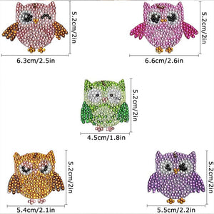 Porte-Clés Diamond Painting 5D - Hiboux 5 Pièces