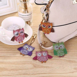 Porte-Clés Diamond Painting 5D - Hiboux 5 Pièces